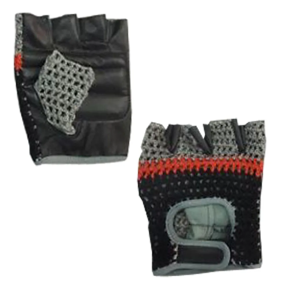 Best design brown leather, white crochet breathable  cycling gloves