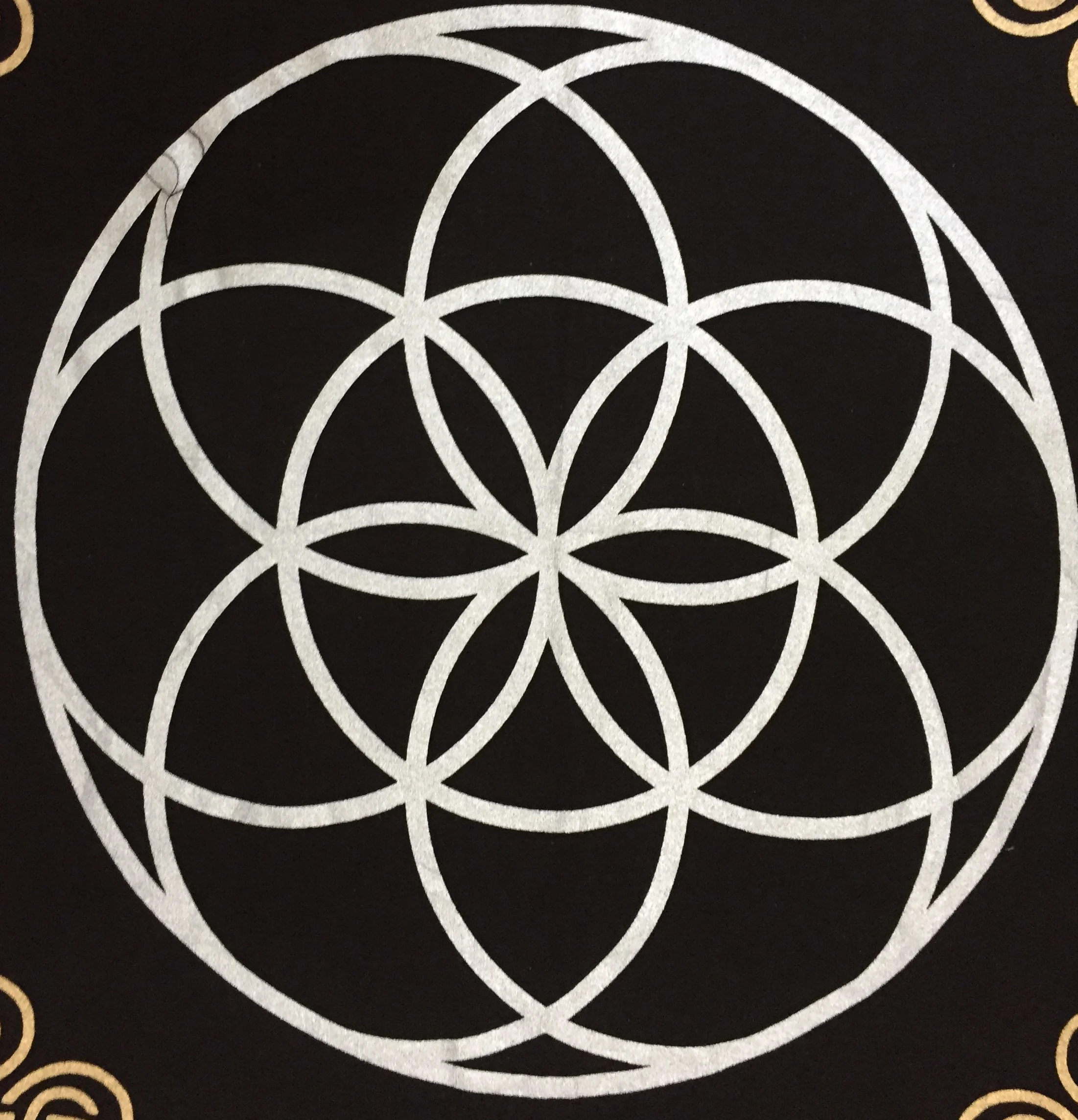 Pentagram Pantacle Cotton Seed Life Table Cover Bohemian Black Gold Spiritual Altar Cloth Indian Printed Spiritual Decor Table