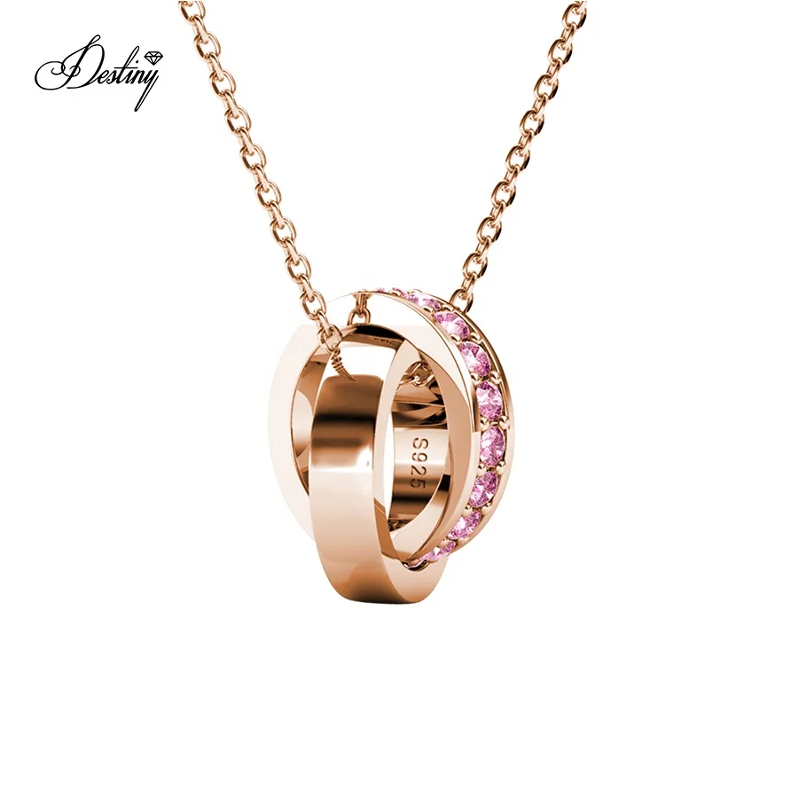 Премиум Австрийские ювелирные изделия с кристаллами S925 стерлингового серебра простое переплетенное кольцо кулон ожерелье для женщин судьба