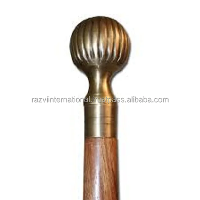 Modern Elegant Handmade Fancy Natural Wood Metal Handle Walking