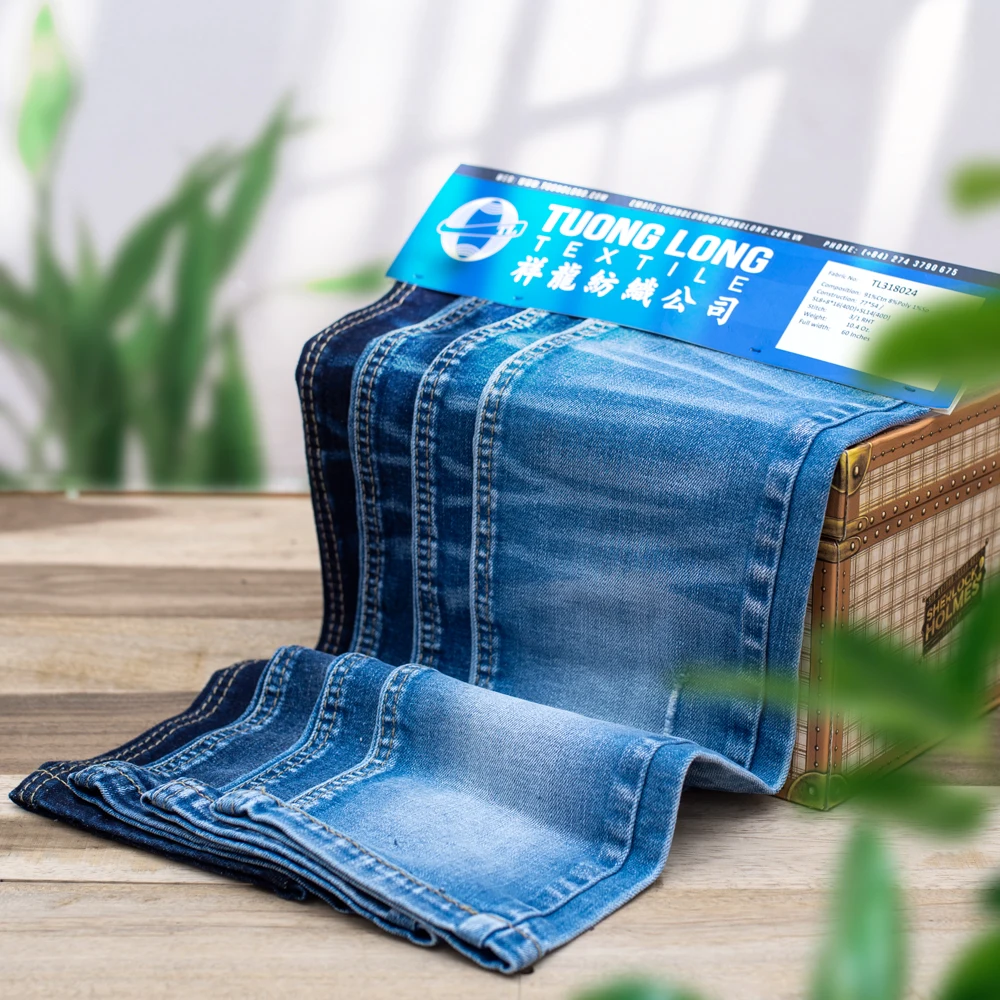  Хлопчатобумажная джинсовая ткань/эластичная ткань для оптовой продажи (TL319155) из Вьетнама с тщательно упакованной и быстрой реакцией