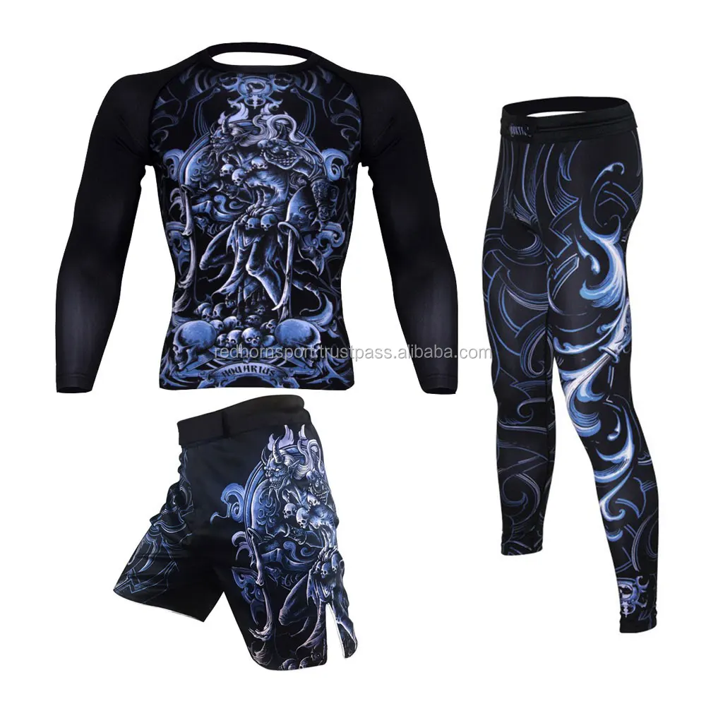 MMA Rash Guard and Shorts Set with Custom Design by Red Horn Sports
