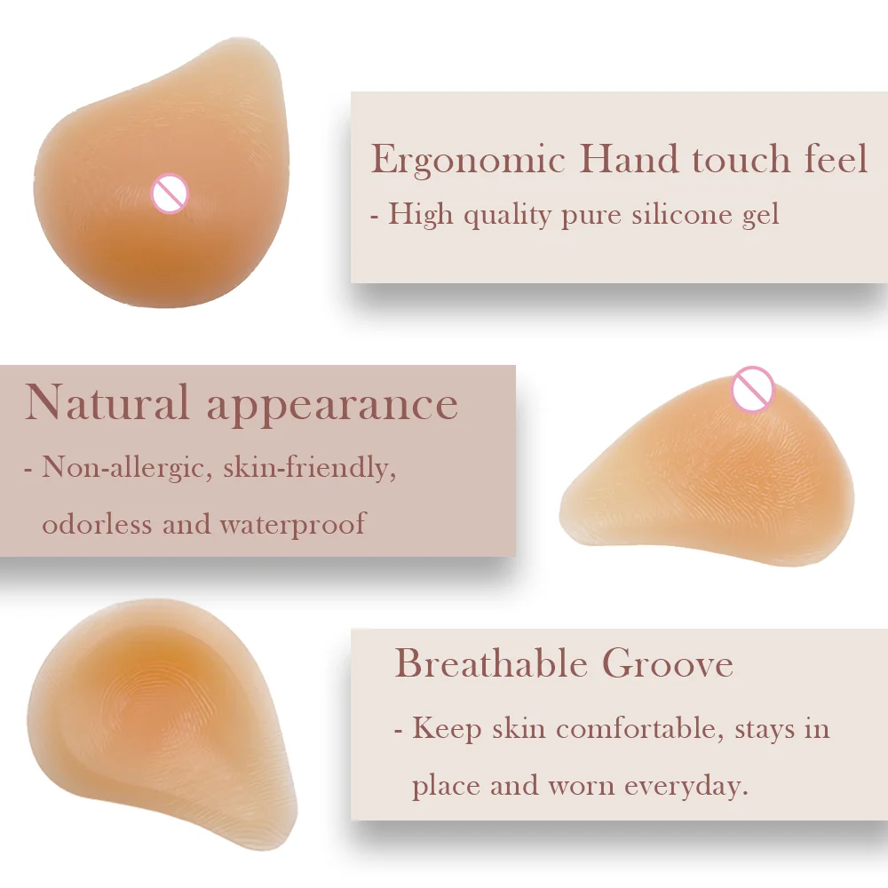 600 g/piece Surgery Medical Silicone reusable Self-Adhesive prosthesis breast forms  for cancer surgery and cross dresser