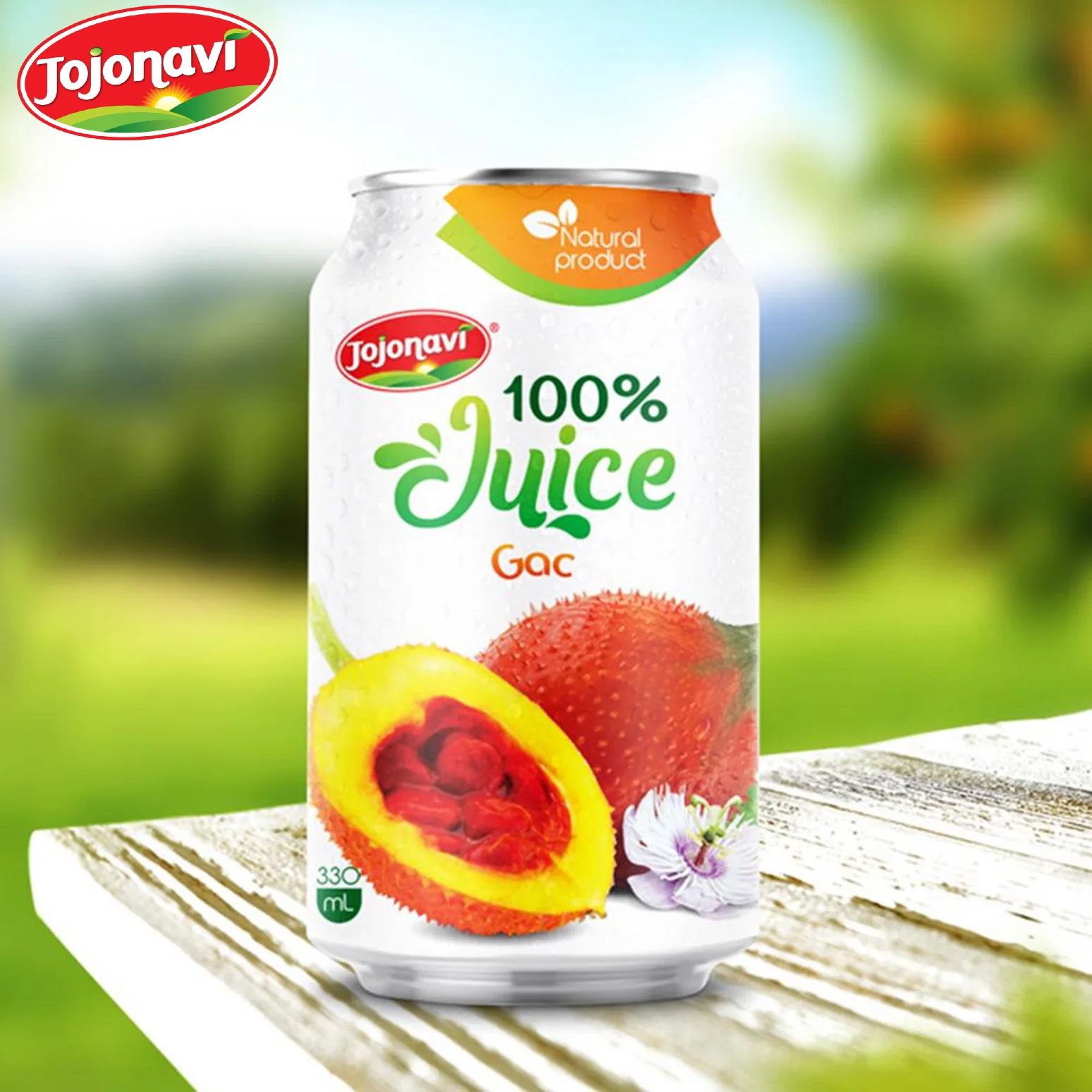 JOJONAVI Premium Tropical Gac Juice 330ml Healthy Soft Drink Mango Orange Apple Grape Pineapple Export-Ready Canned Beverage