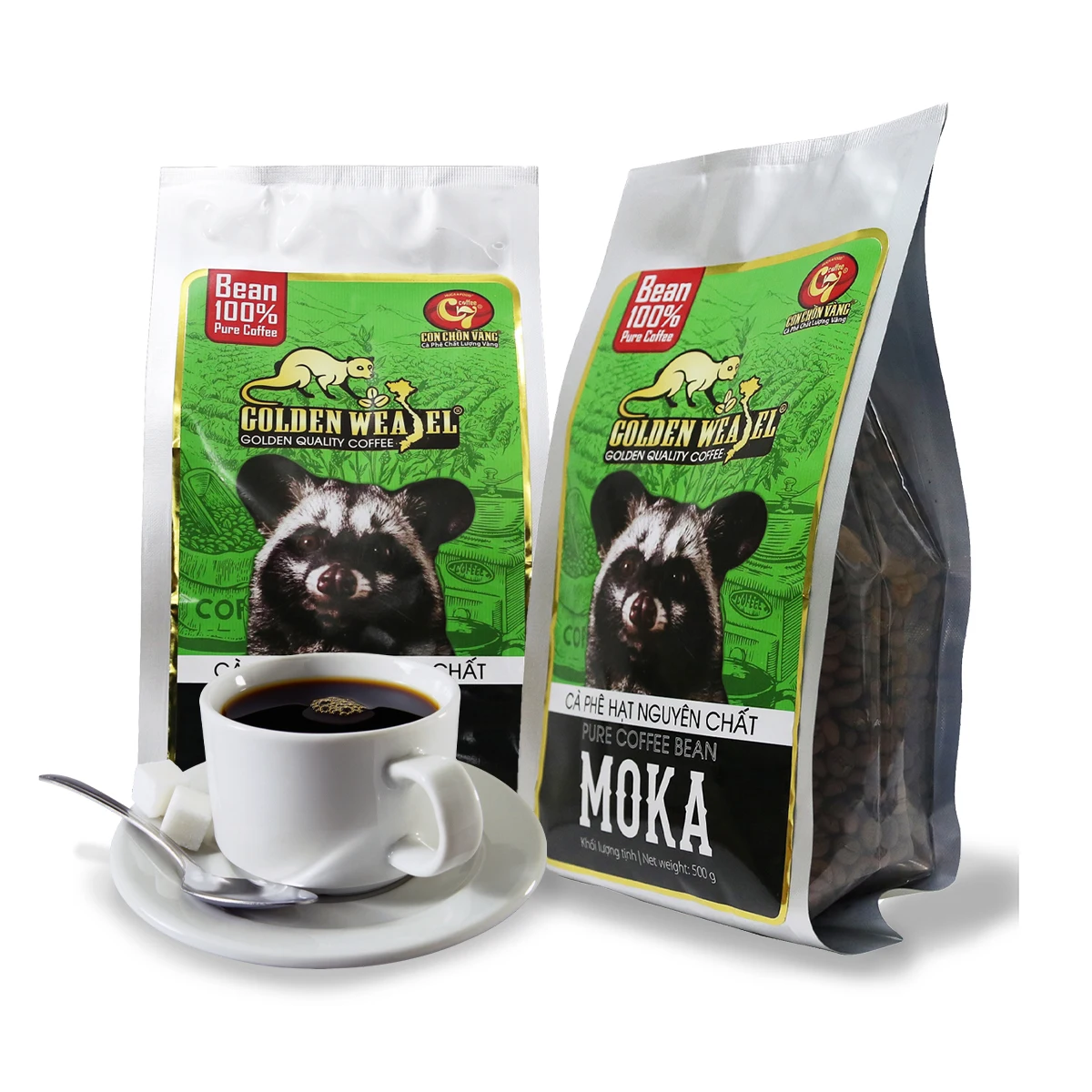 Собственная торговая марка «Golden weasel», молотый кофе Moka, 500 г, односторонняя упаковка клапанов, OEM, ODM, кофе HucaFood