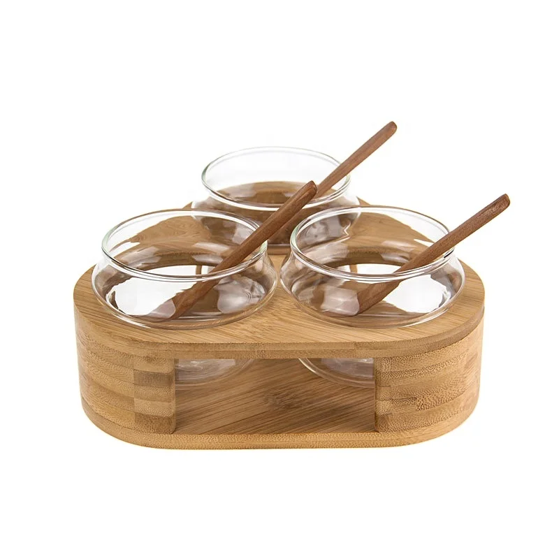 Glass Jars Set Spice Jars with Wood Airtight Lids Small Food Storage Containers