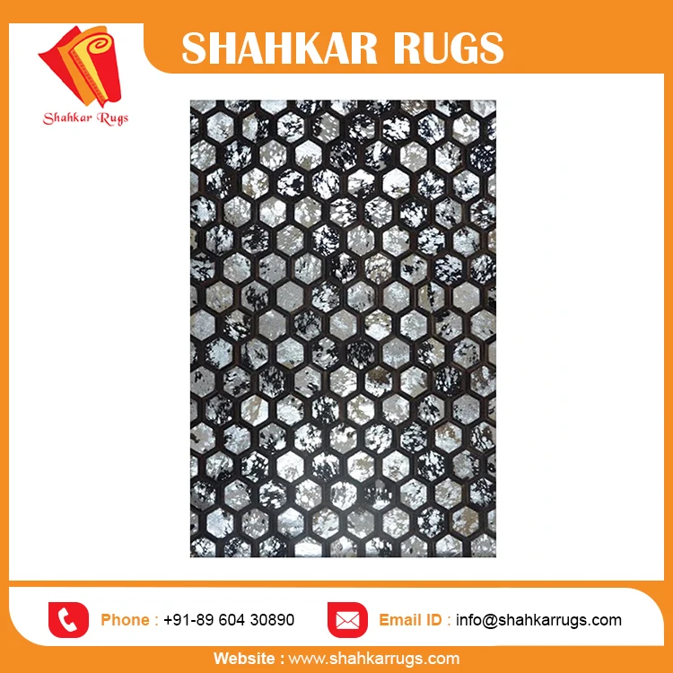 Best Selling Silver Foil Black Strips Leather Carpet Area Rug Bedroom Carpet At Bulk Wholesale