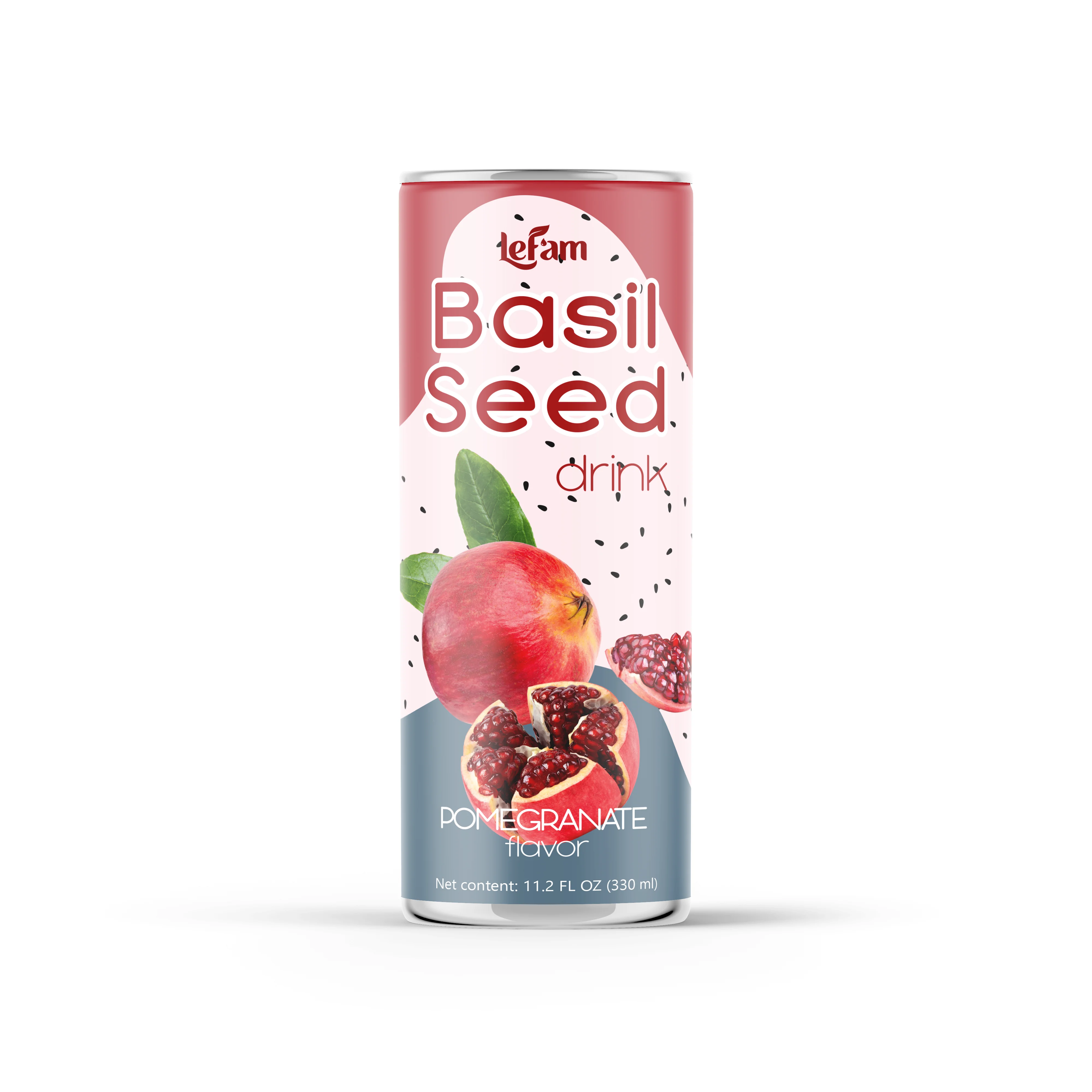 Low Carb Slim Can 330ml Lychee Flavor Basil Seed Drink Tinned Juice OEM Beverage  LEFAM Private Brand Bulk