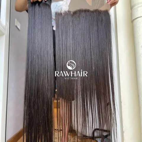 3 пряди и закрывающиеся прямые вьетнамские человеческие волосы с прямыми волосами Фронтальная застежка для черных женщин Нигерия