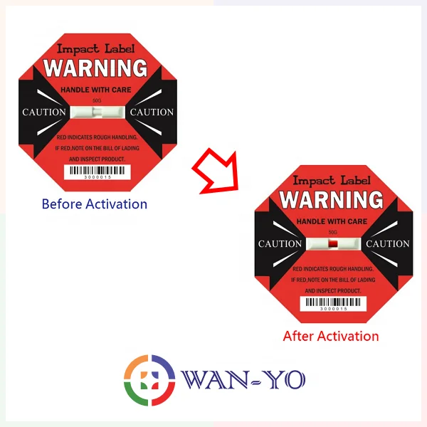 Shockwatcher Label 50G - Shock Detection Shipment Watch Supplier By Wan-Yo