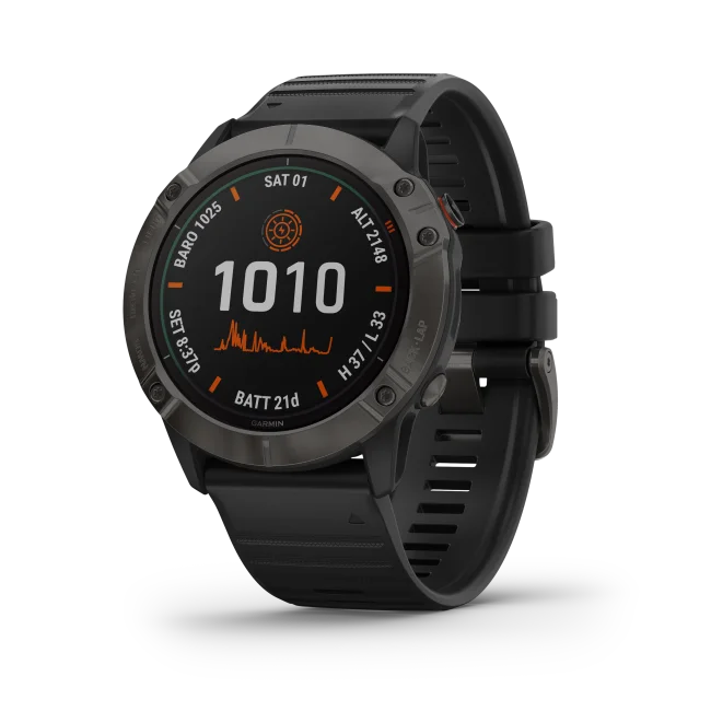 Garmin Fenix 6X Pro Solar Edition Smartwatch Garmin Watch (Titanium Carbon Grey DLC with Black Band) - 010-02157-21