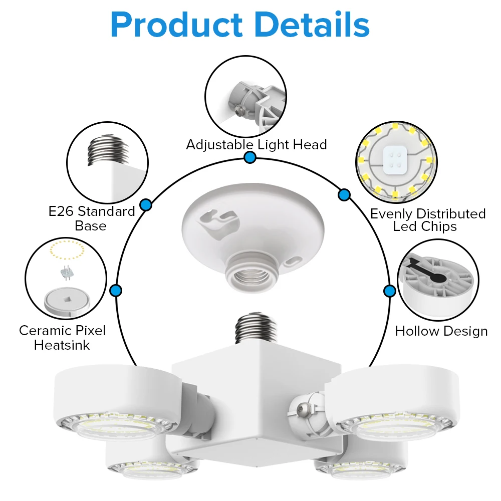  Sansi 30w 3000lm 5000K 110 к 277vac коммерческий светодиодный вентилятор гараж прожекторное освещение для парковки и склад двор сад