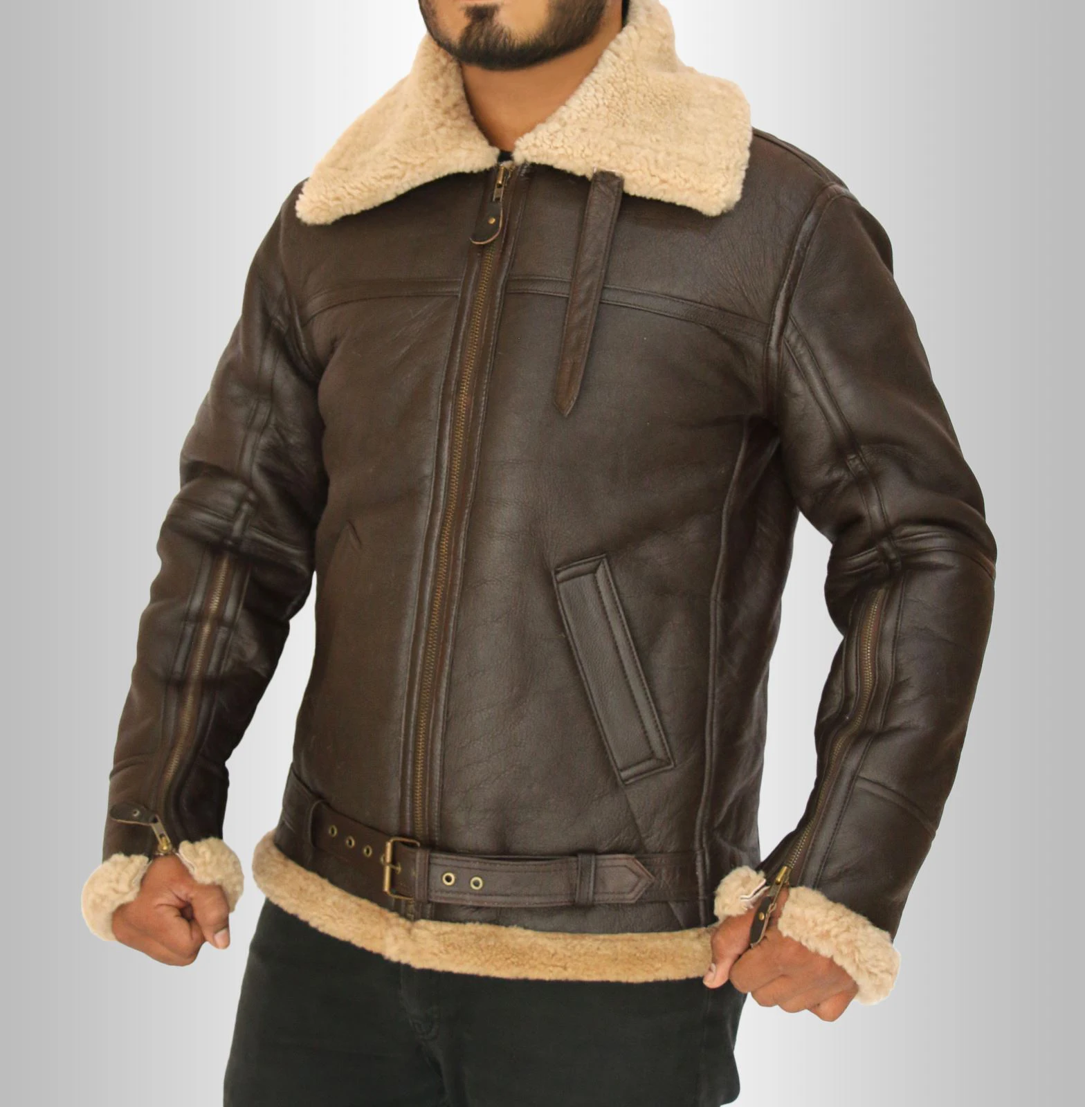 Мужская авиаторская куртка из натуральной кожи популярная теплая овчины зимняя меховая 2021
