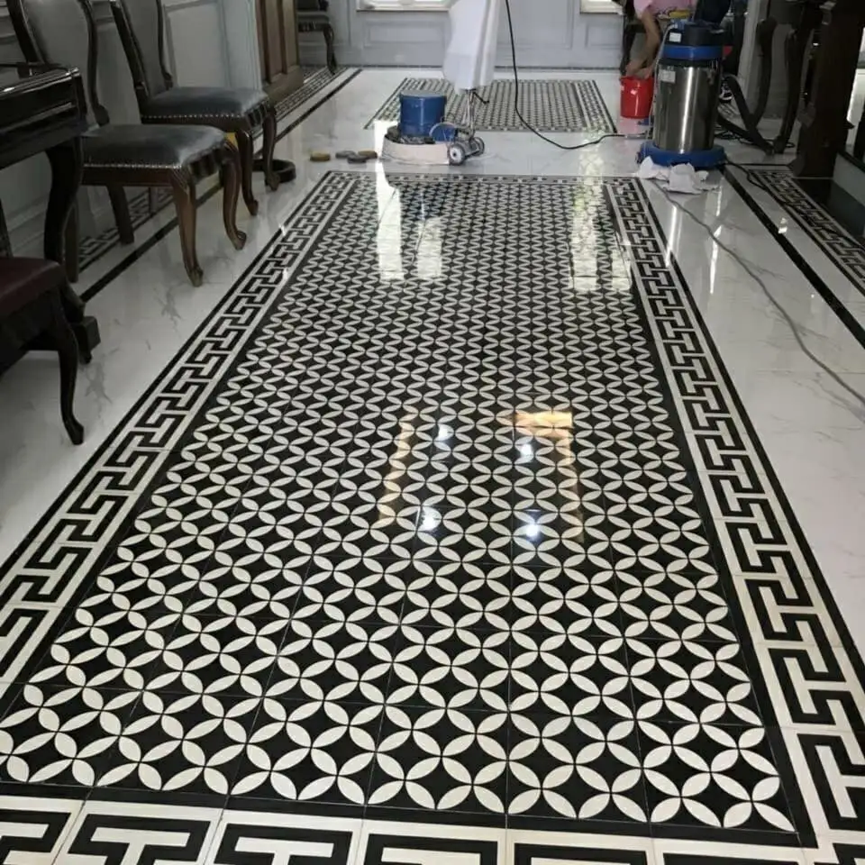 Encaustic handmade cement tiles, terrazzo finish