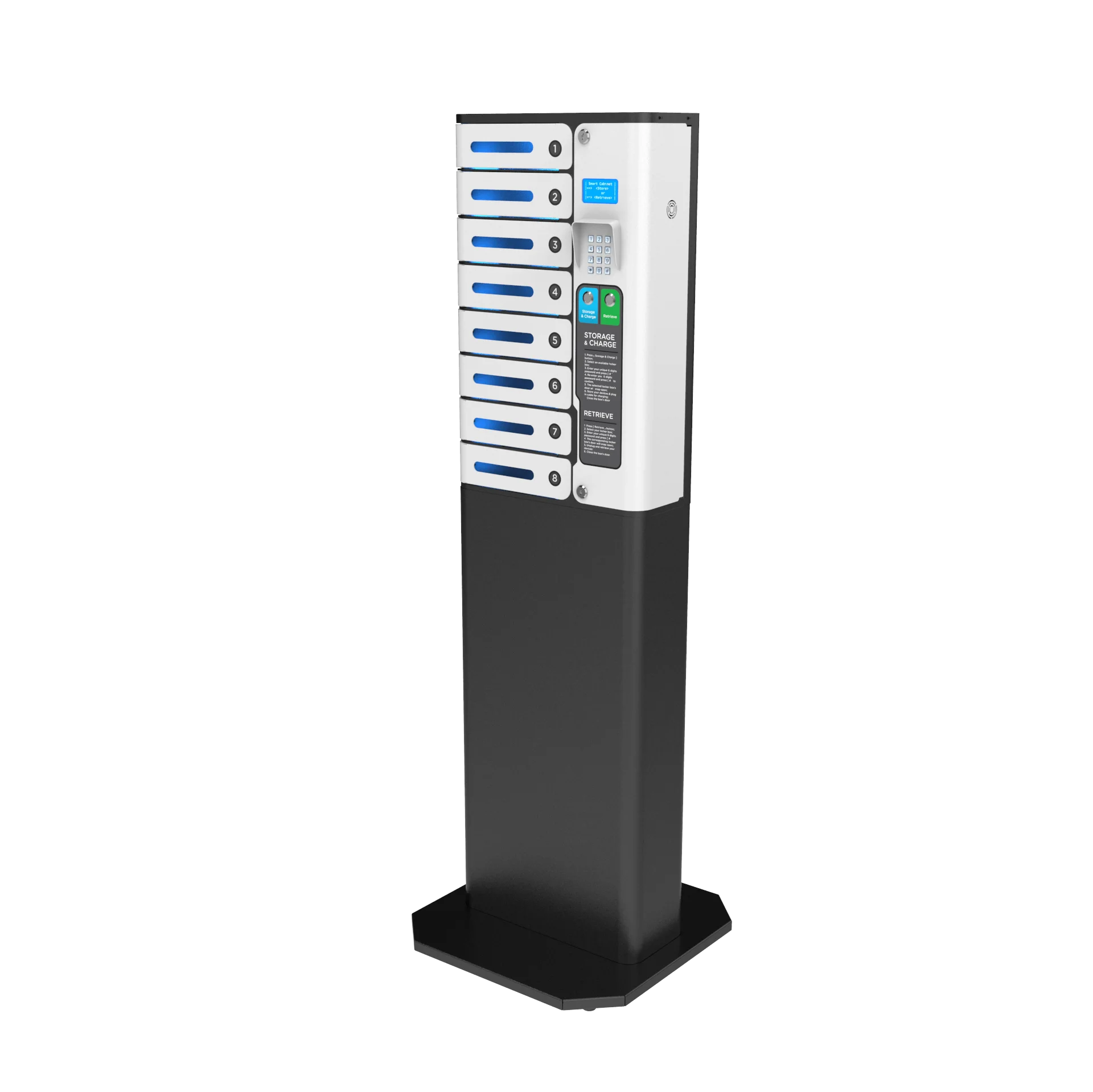 Most popular steel charger ! MIA 8 Bay System Pin Code Locker with Auto-Door Open System for Public Places from Y2Power Shenzhen
