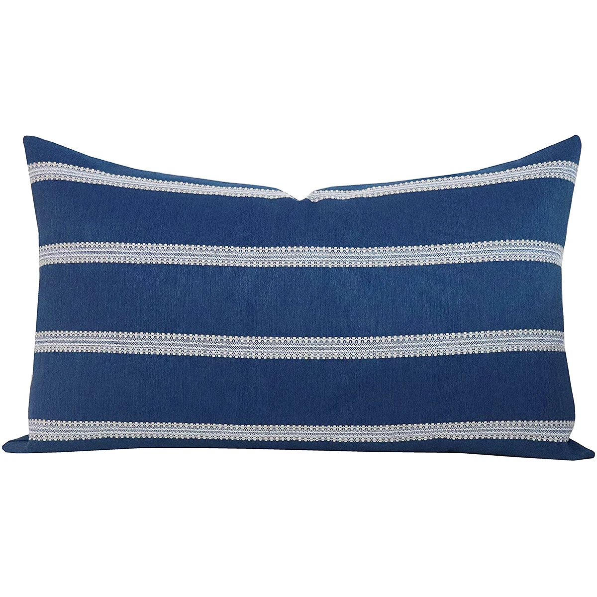 Rectangle Woven Pillow Cover for Sofa Living Room Decor Striped Design Blue Handmade Auto Seat Cushion Cover