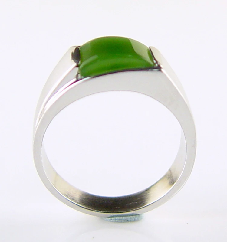Factory manufacturer green jade silver jewelry 925 sterling design natural jade band ring