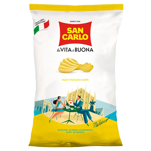 San Carlo Premium quality italian wavy potato chips gr 50