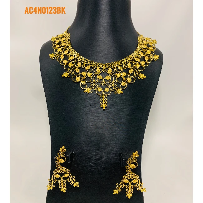 hottest Gold Plated Necklace Set Jewelry With Shimmering Gold Plated Earing Set