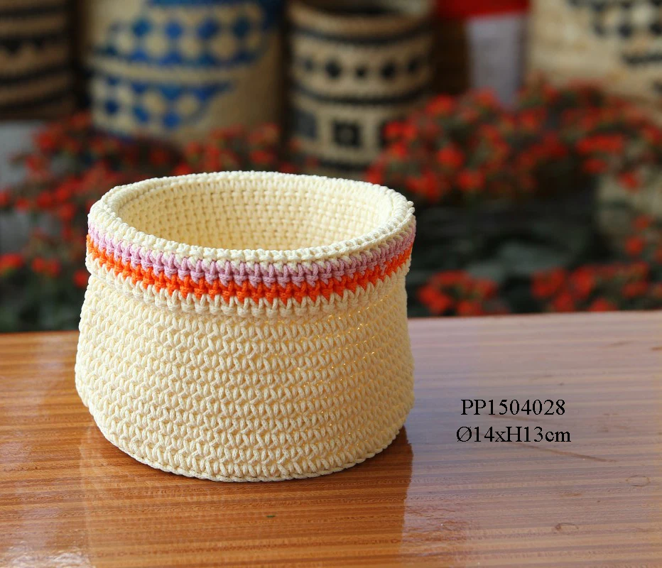 Wool Polypropylene Yarn Crochet Handmade Storage basket From Vietnam Yarns Knitting Crochet Hand For Decoration