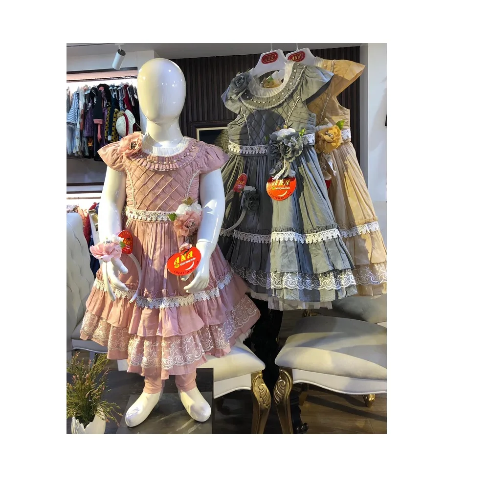 new laces dress with hairband color cotton white lace fancy frock with hairband