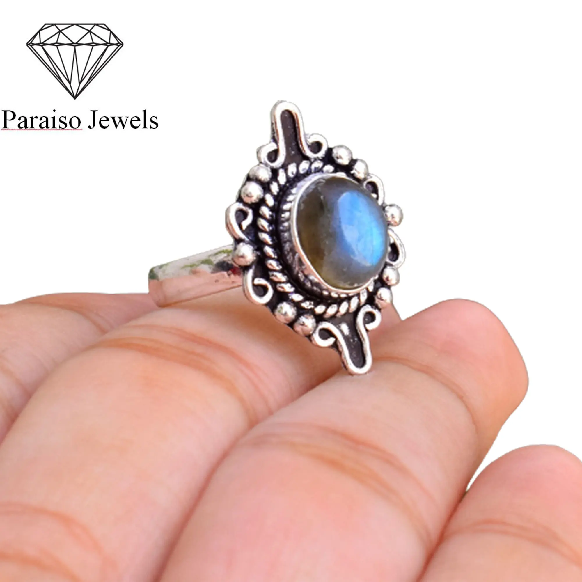 Natural Labradorite 925 Wholesale Gemstone Sterling Silver Handmade Ring Jewelry Wholesale Factory Price