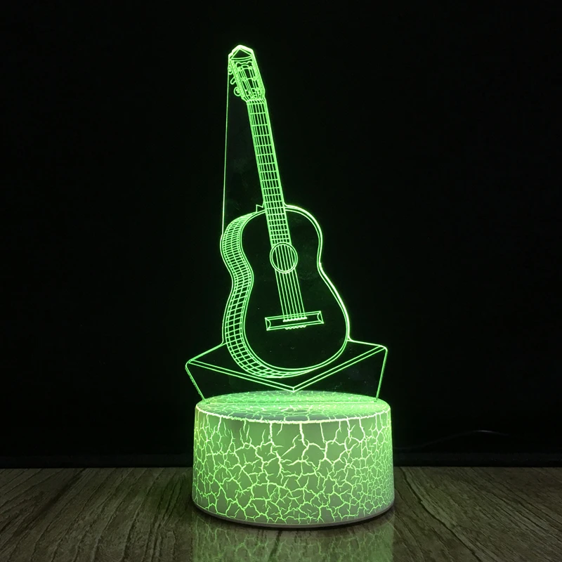 3D Illusion Lamp Guitar Night Light LED Desk Table Lamp 7 Color Changing Touch Sensor Nightlight