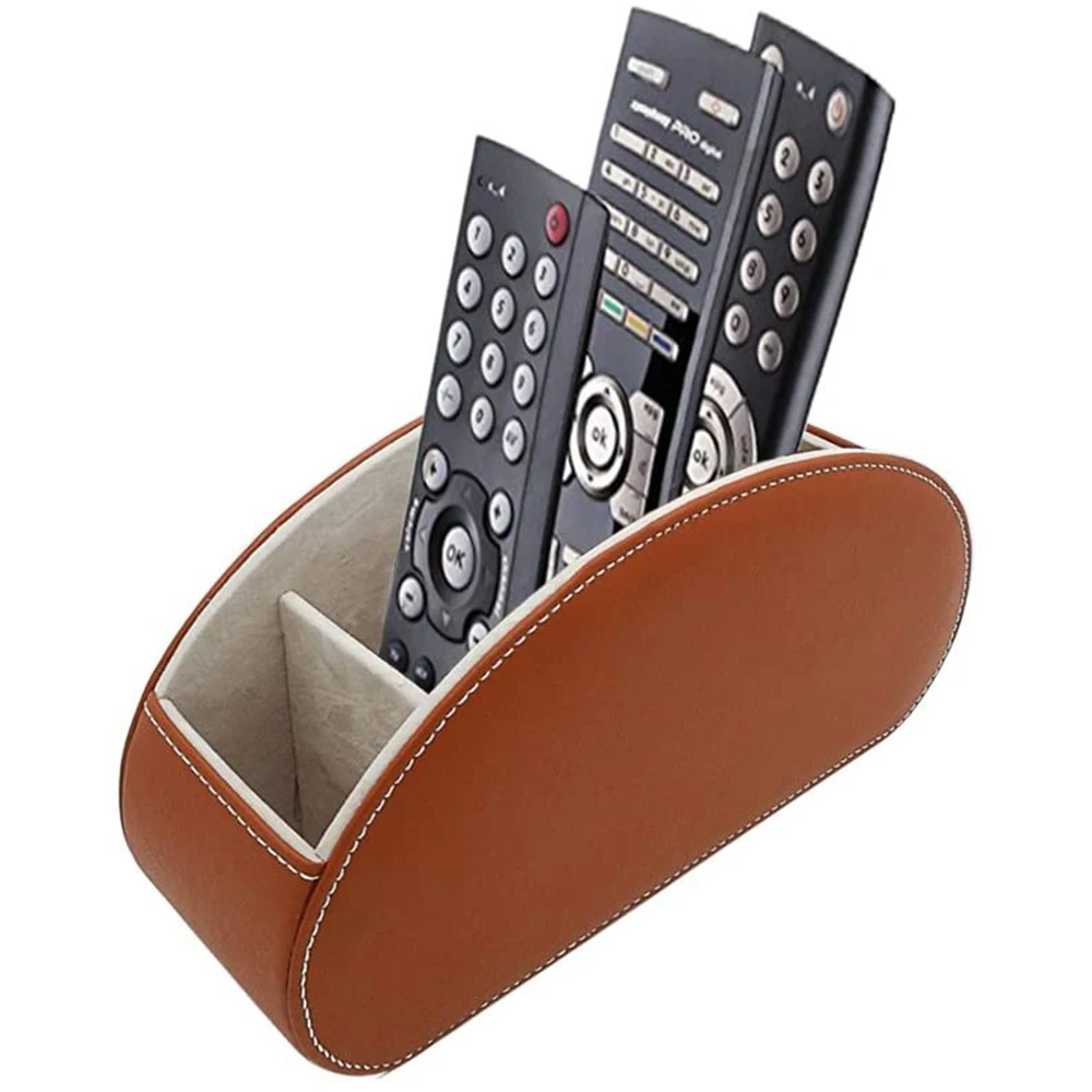 Fashion Remote Control Holder Organizer Table Desk Leather Control Storage TV Remote Control Organizer