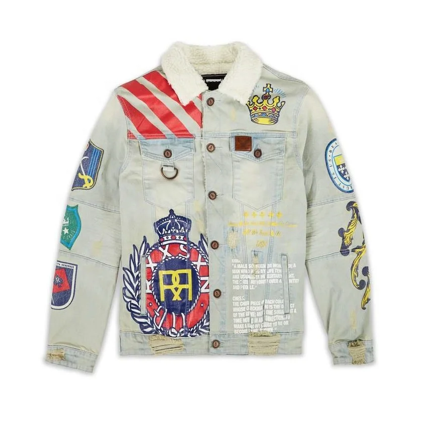 Custom Mens Flight Denim Jacket Bomber Jacket Aviator Navy Air Force Chenille Embroidery Patches Jackets for Unisex