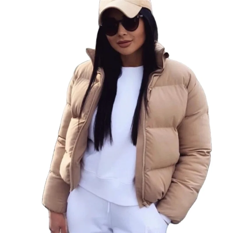 2021 custom oem new plus size winter brown bubble oversize padded vendor light puffer crop down jackets