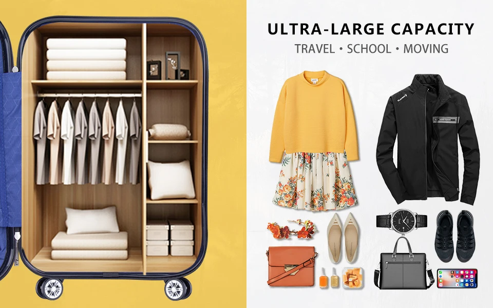 Luggage set trolley handles travel carrier luggage size smart suitcase