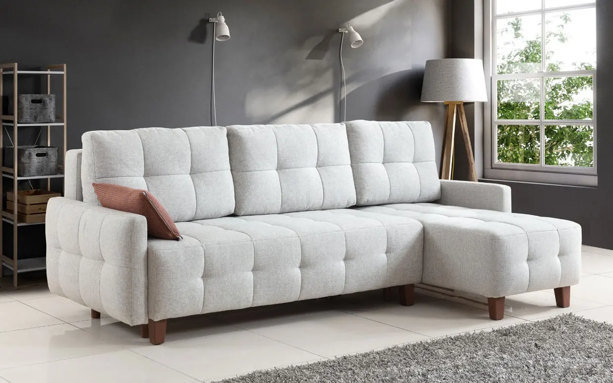 Modern Minimalist Corner Sofa Baked Hornbeam Wood Sponge 36 density Comfort and elegance combined