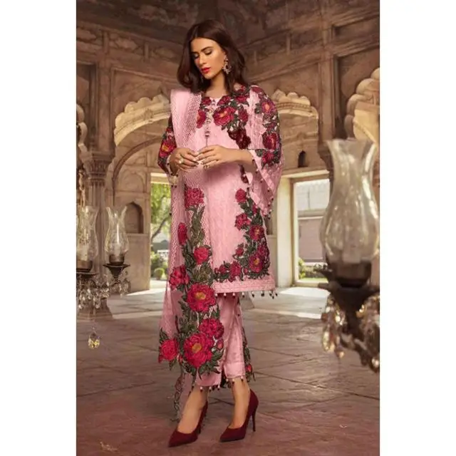 Pakistani Salwar Suit with Dupatta 5 Pieces Suits Indian Wholesale Festival Wear Faux Georgette Embroidered for Women Summer Net