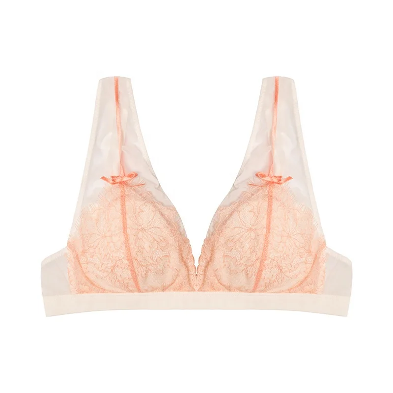 hot sales manufacture Teen Girl French Sexy Ultra-thin Wireless Comfortable Triangle Cup lace Bra