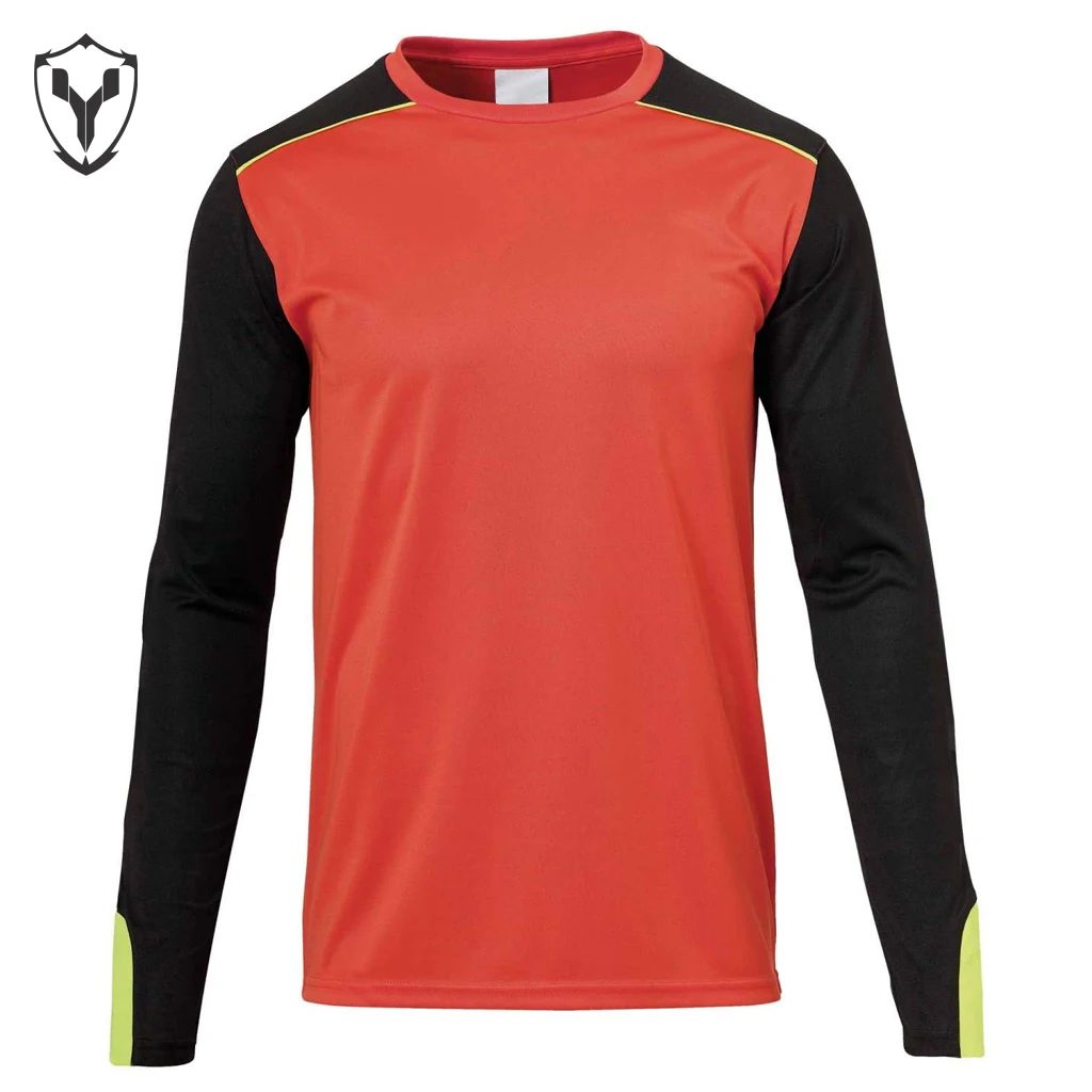 Custom Team Name Number Digital Printed Hot Sale Top Quality Sublimation Round Neck Long Sleeve Soccer Goalkeeper Jersey For Men