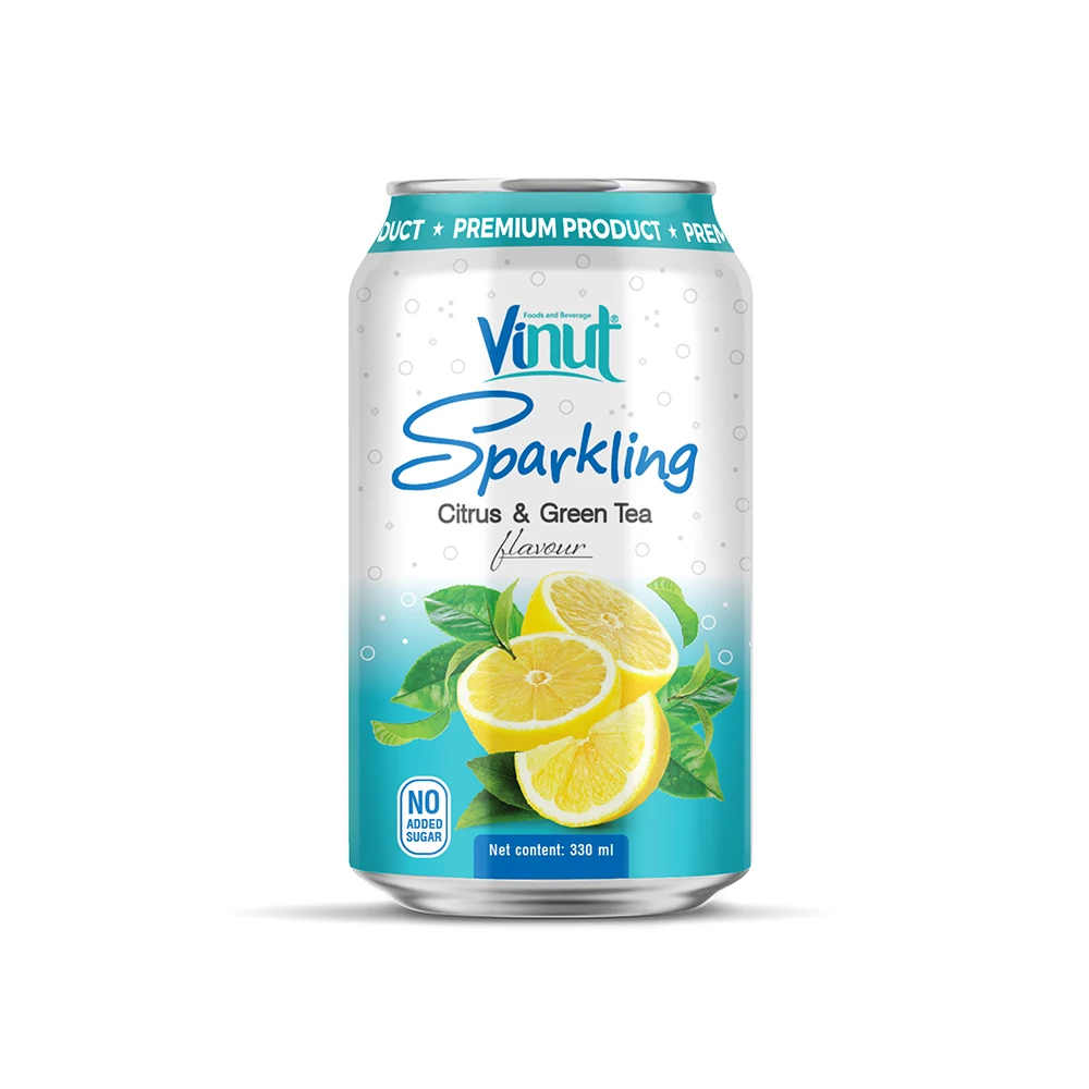 330 мл сверкающая бутылка для воды с цитрусовым ароматом зеленого чая VINUT напитки из Вьетнама банка (луженая) свежее выдавливаемая кошерная
