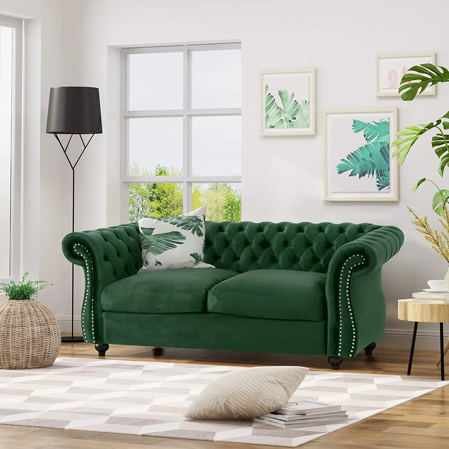 
Best Seller Latest Design Customized Tufted Chesterfield Sofa with wood Legs for Living Room 