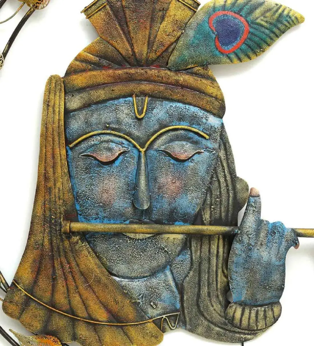HOT SELLER BLUE KRISHNA IN RING Antique Vintage  unique art multicolor for wall decoration modern metal art home wall decoration