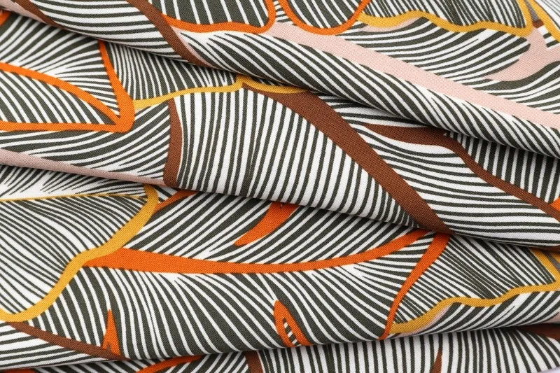 
Cheap Stripe Leaves Viscose Voile Fabric 100% Viscose 