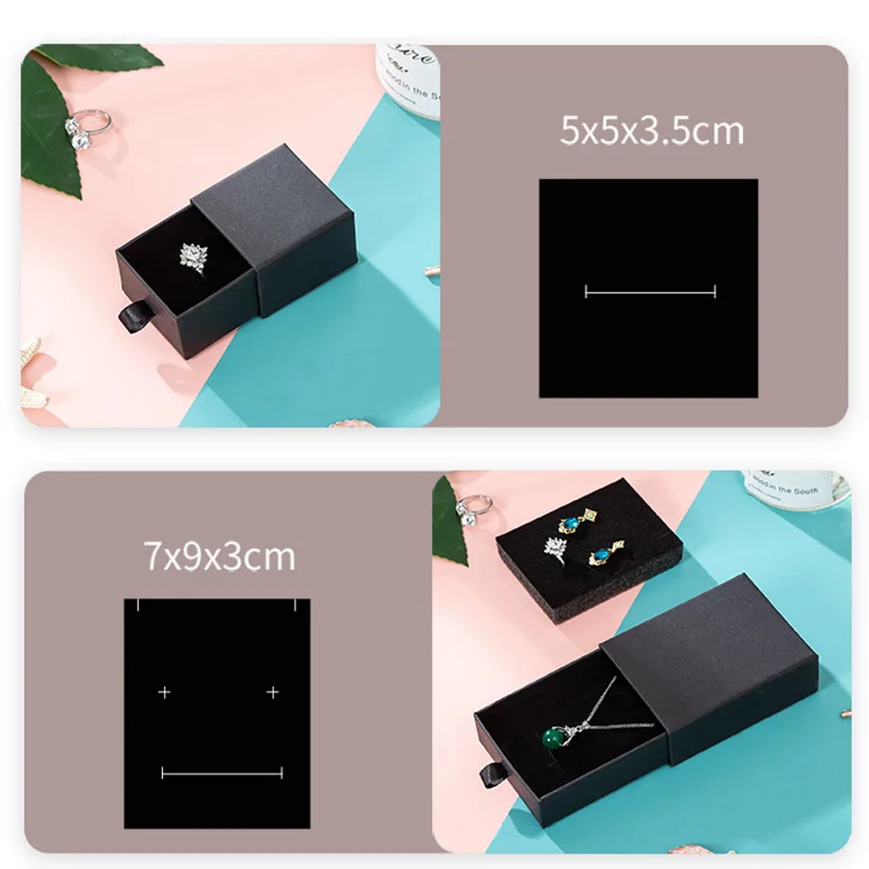 Small Moq Pull-out Style Gift Box Kraft PaperJewelry Custom Logo Bracelet Necklace Earrings Ring Packaging Cardboard Box
