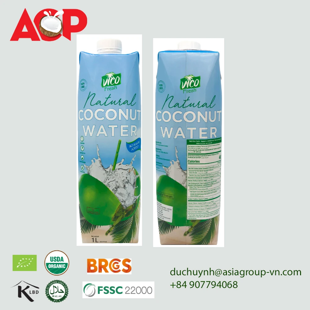 
NATURAL - VICO FRESH COCONUT WATER - UHT TREATMENT - OEM AVAILABLE 