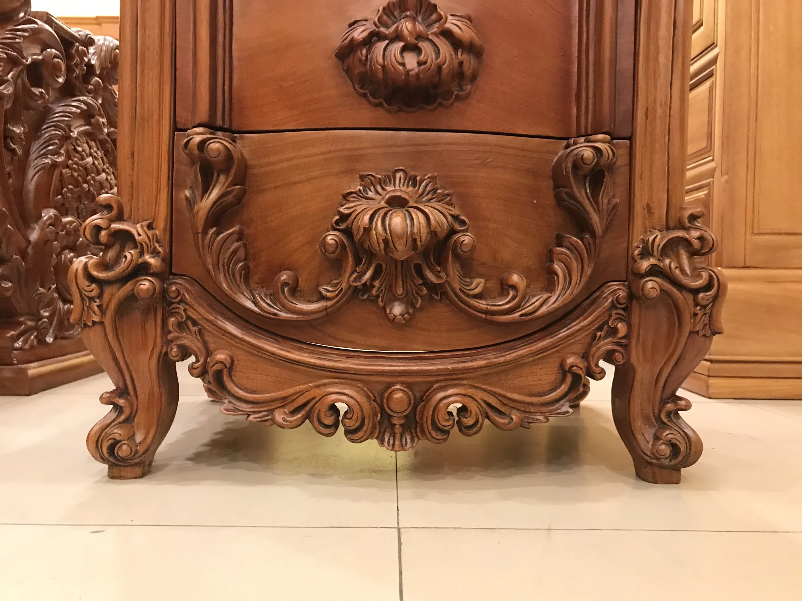 Classic bedside cabinet made of natural wood