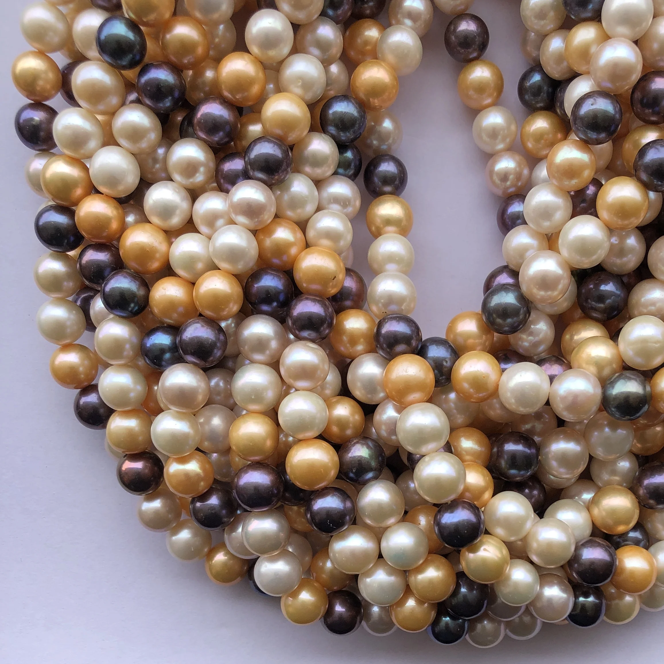 10mm Natural Multi Color Yellow Peacock Peach Freshwater Pearl Stone Smooth Round Beads Strand From Indian Supplier