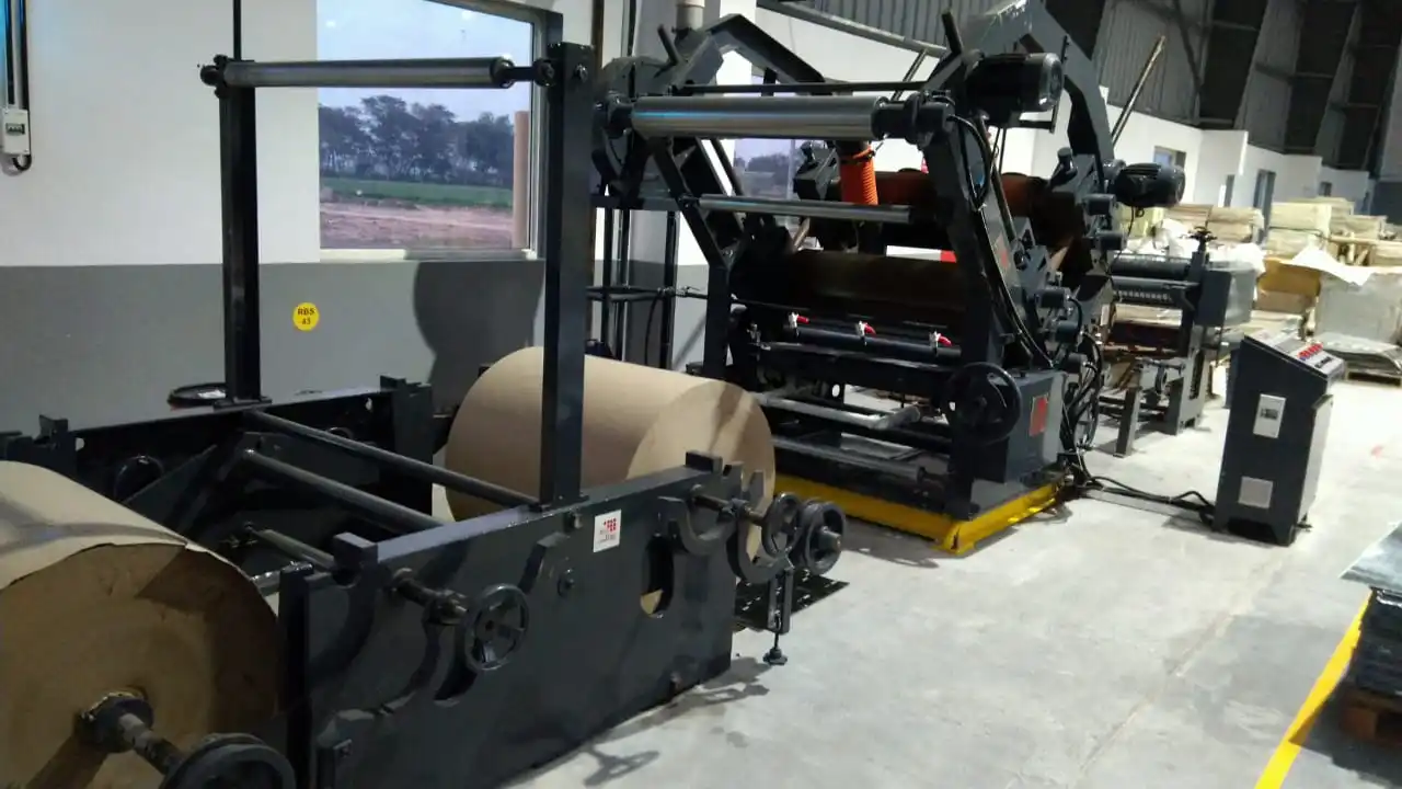BOXMAC HEAVY DUTY DOUBLE PROFILE FINGERLESS SINGLE FACER PAPER CORRUGATION MACHINE MANUFACTURER