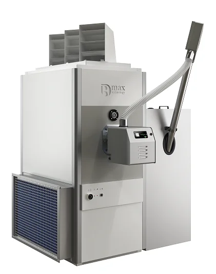 100 kW  Warm Air Heater  B-max Technology  for heating of buildings green houses farms biomass fired woood pellet