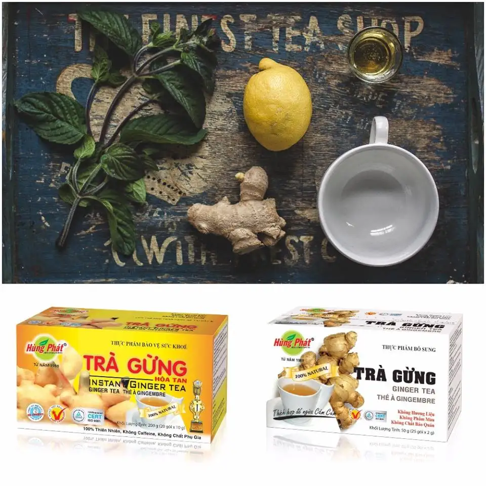 INSTANT GINGER TEA FLAVORED Organic Tea Blended Fresh Bag Gift Packing ISO Stir-fried Sachet