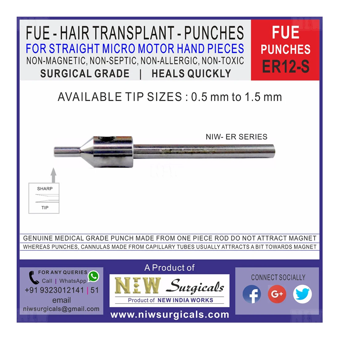 
HAIR TRANSPLANT FUE PUNCH Ertip punch Surgical instruments 