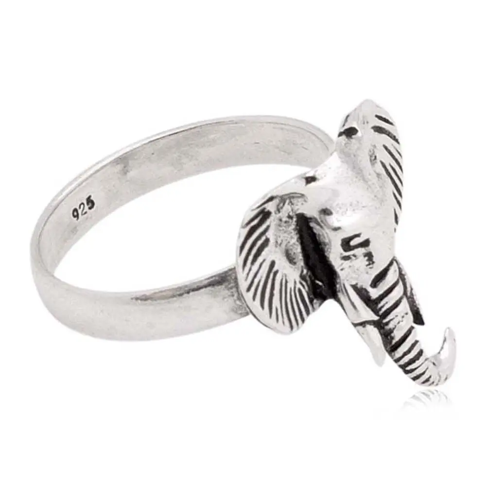 Трендовое кольцо из стерлингового серебра 925 пробы в виде слона с лицом животного для мужчин и женщин