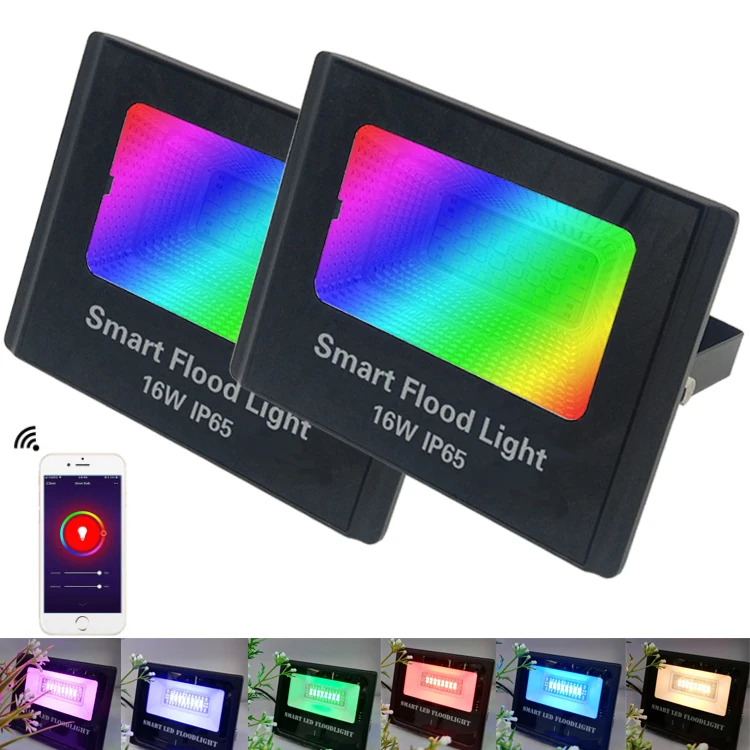 16Million Music RGBW 60W BLE App Control LED Flood Lights Outdoor Led Landscape Lightings RGBW wifi Smart Floodlights