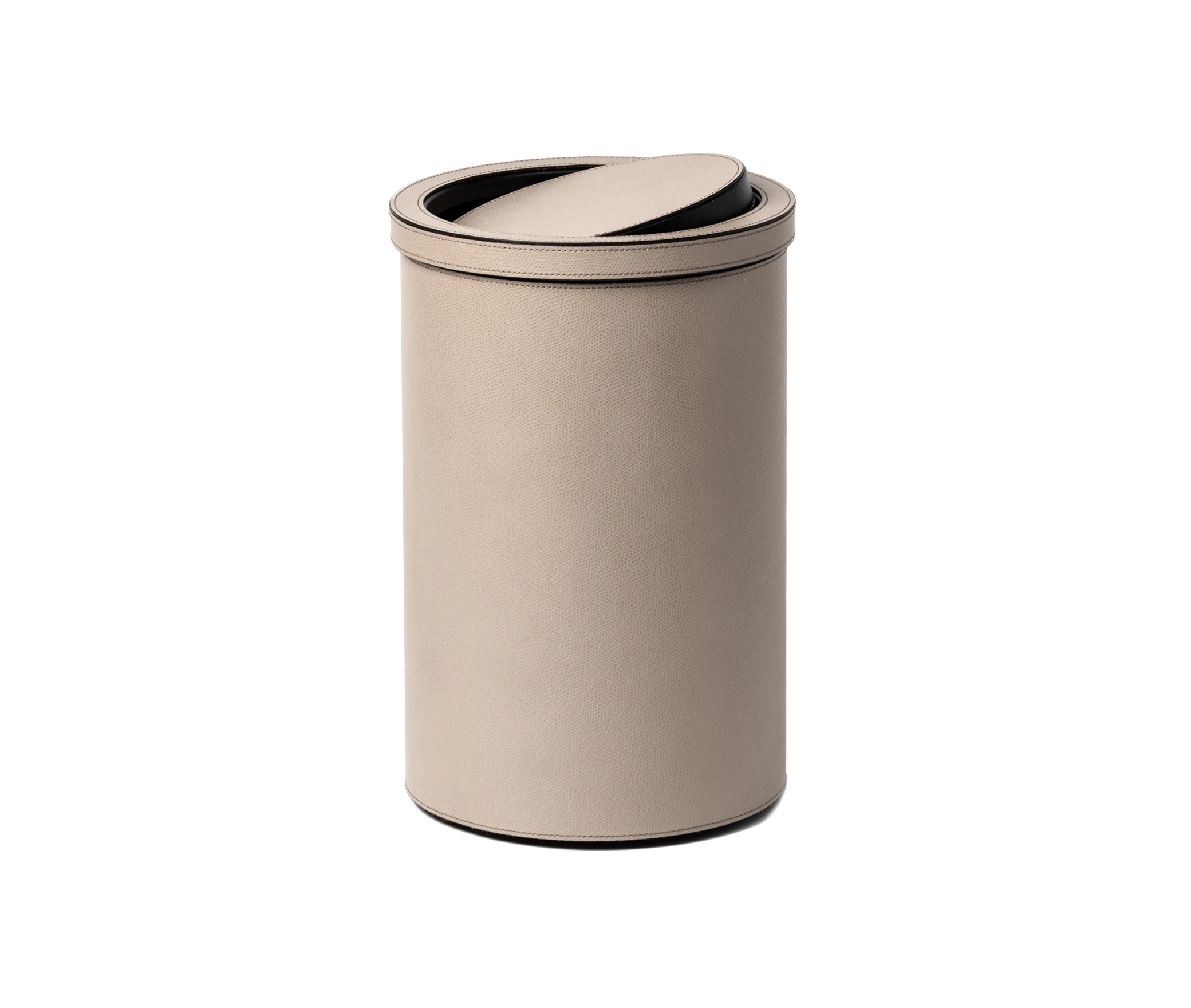 Leather High Quality Italian Handmade Waste Paper Bin with Tilting Lid for Bathroom use